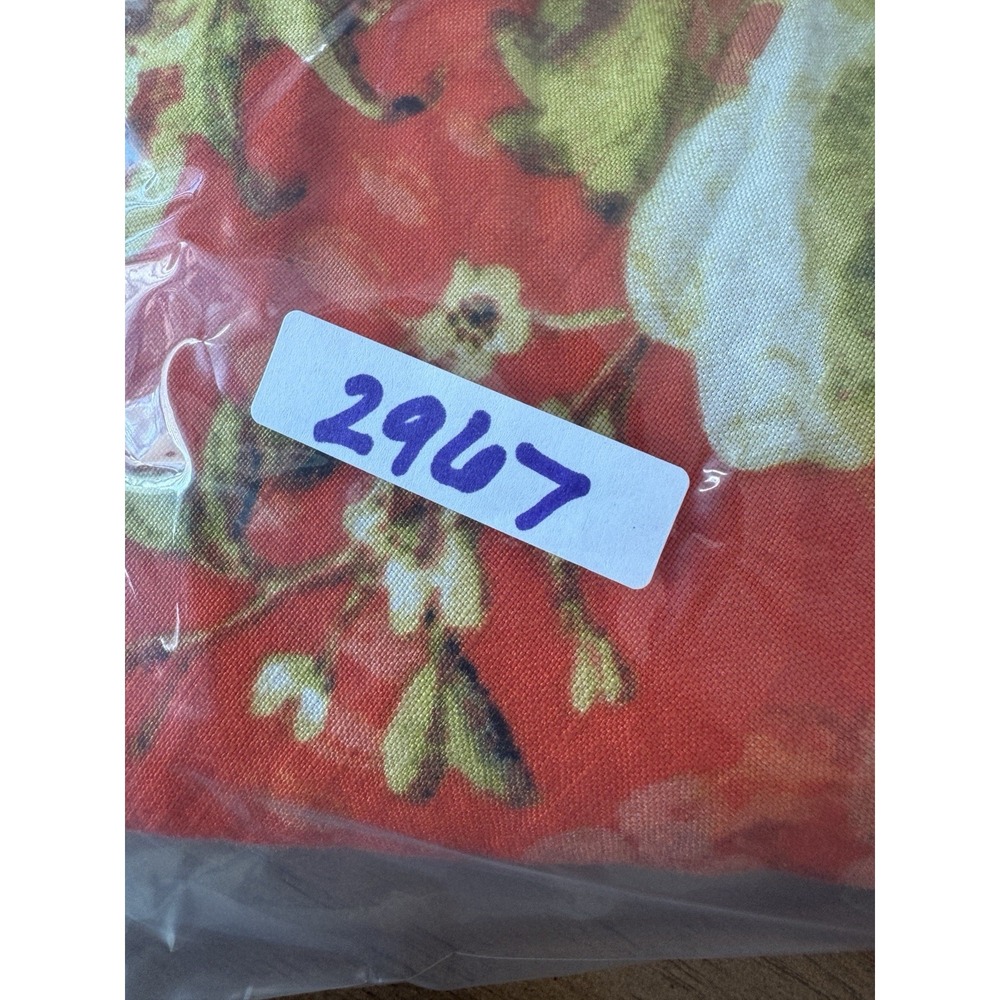 VTG Premise Orange Floral Linen Skirt 4 Pockets Twirl Boho Autumn Fall Colorful - Picture 12 of 12